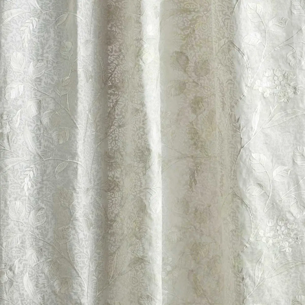 neutral botanical voile-sheer fabric from Sanderson