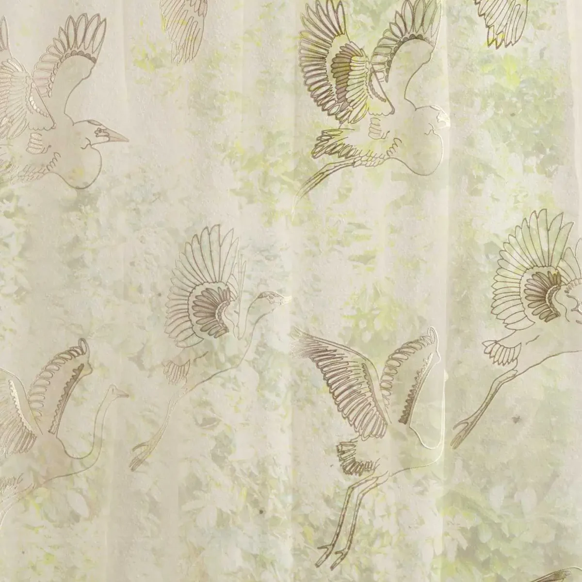 Great Egrets Fabric - Silk by neutral animal voile-sheer fabric from Sanderson
