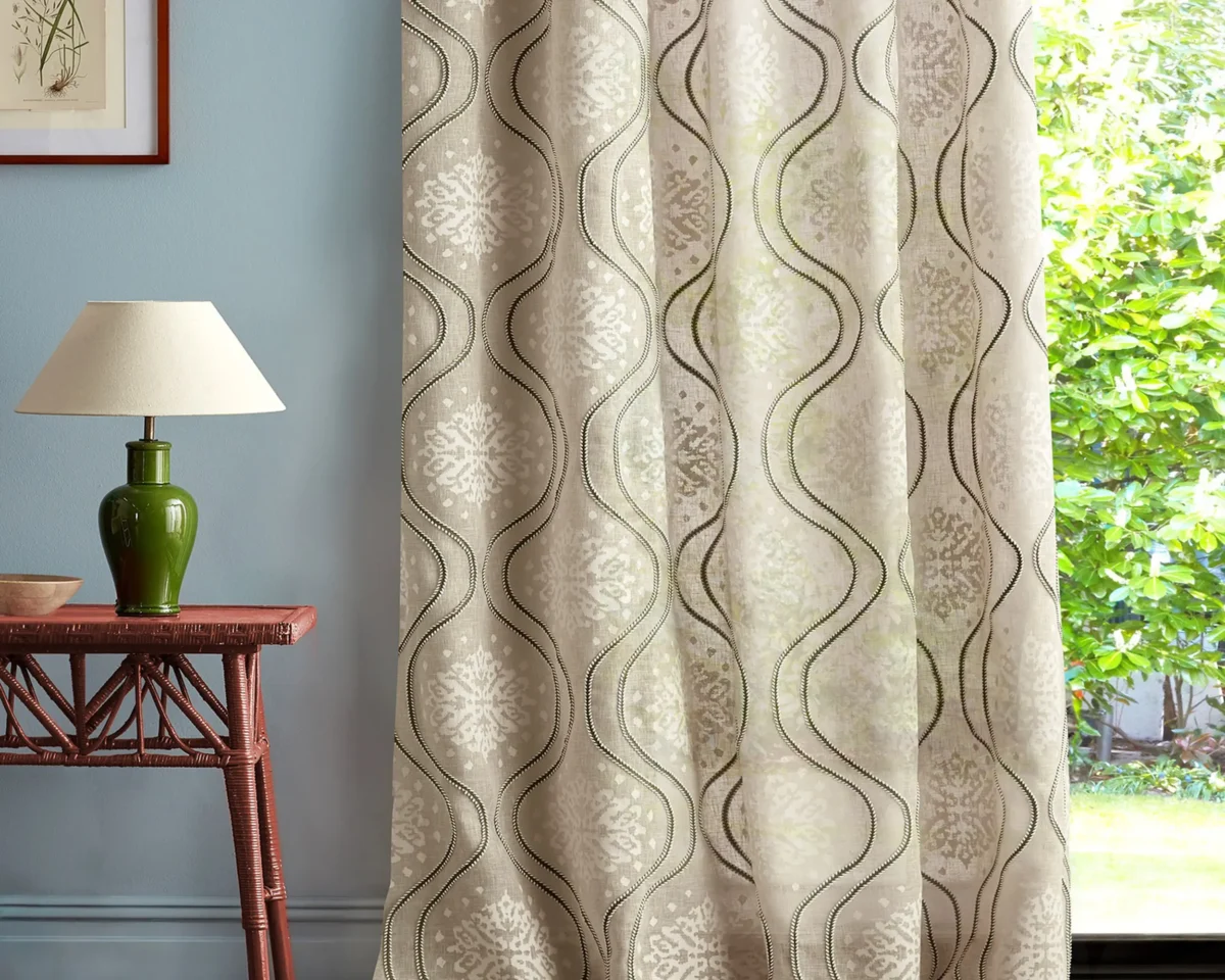 Urchin Fabric - Sand by multicolour misc curtain with side table and lamps