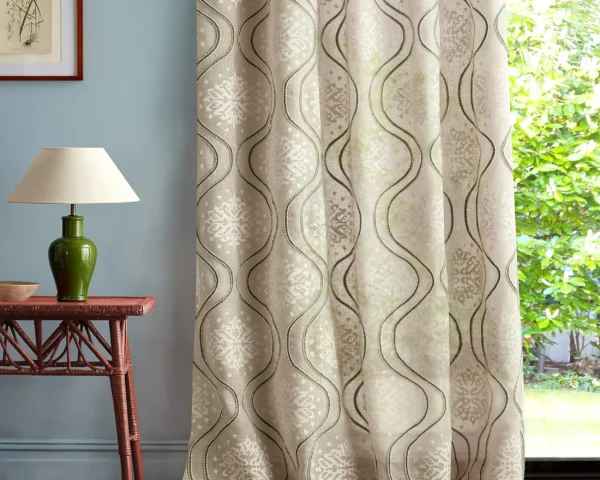 Urchin Fabric - Sand by multicolour misc curtain with side table and lamps