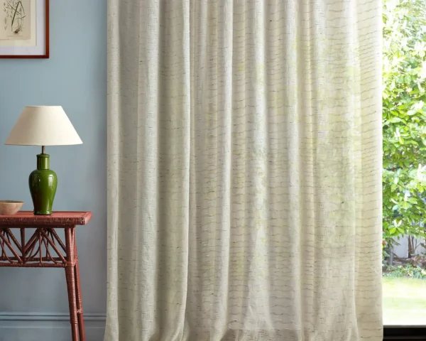multicolour misc curtain with side table and lamps