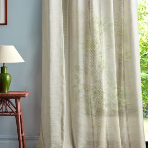 multicolour misc curtain with side table and lamps