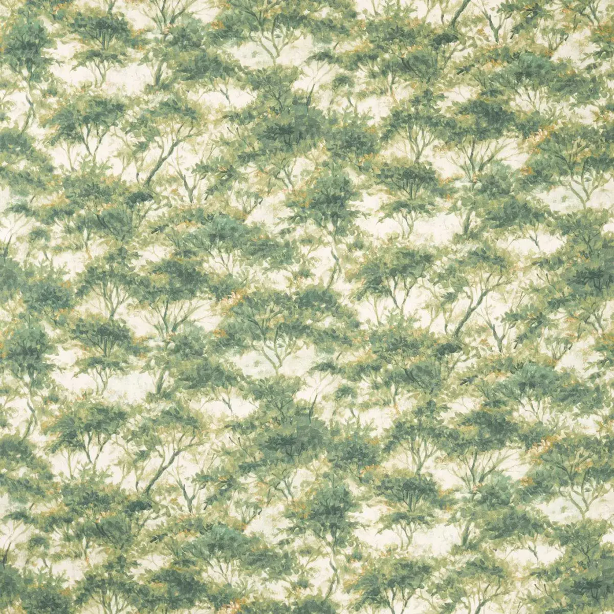 Boschetto Print Fabric - Forest by green botanical printed fabric from Clarke & Clarke