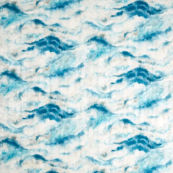 Earthscape Print Fabric - Denim by blue contemporary printed fabric from Clarke & Clarke
