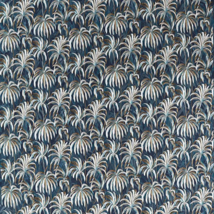 Floresta Embroidery Fabric -  Midnight / Antique swatch