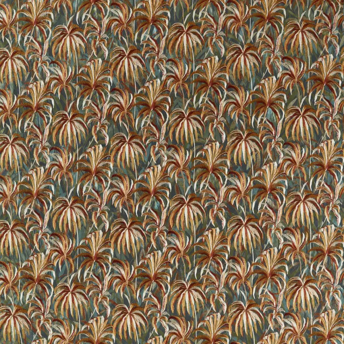 green botanical embroideried fabric from Clarke & Clarke