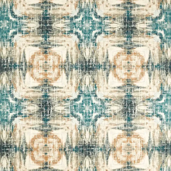 Kalia Print Fabric - Midnight by blue contemporary printed fabric from Clarke & Clarke