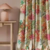blue animal curtain with side table and lamps