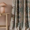 pink contemporary curtain with side table and lamps