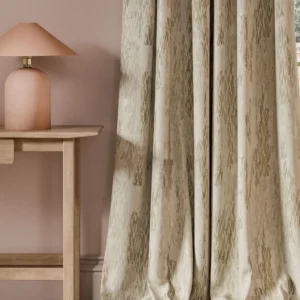 neutral contemporary curtain with side table and lamps