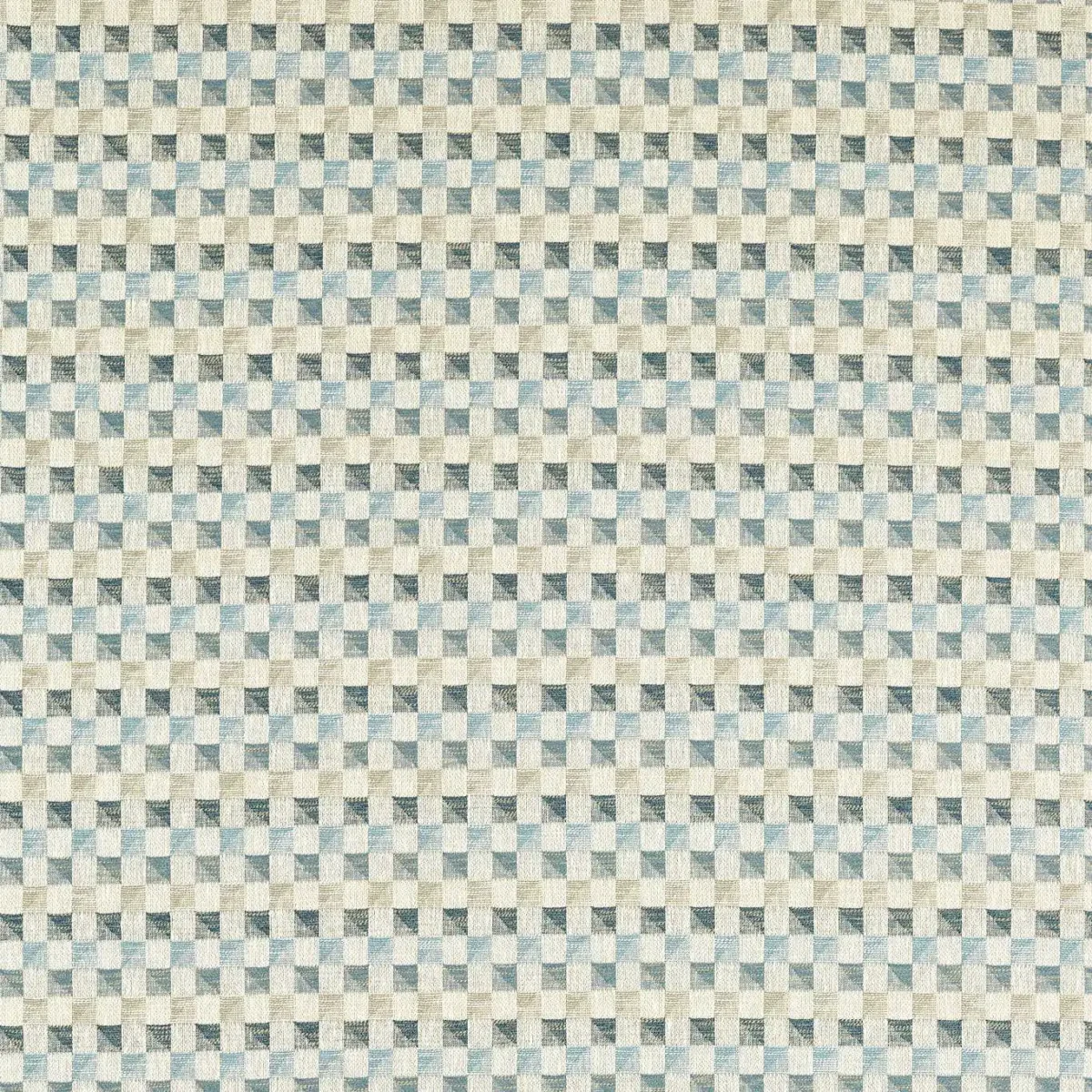 blue geometric woven fabric from Clarke & Clarke