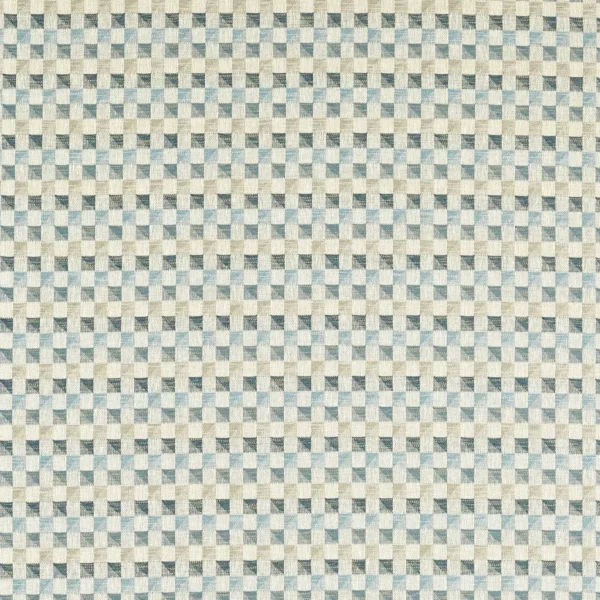 blue geometric woven fabric from Clarke & Clarke