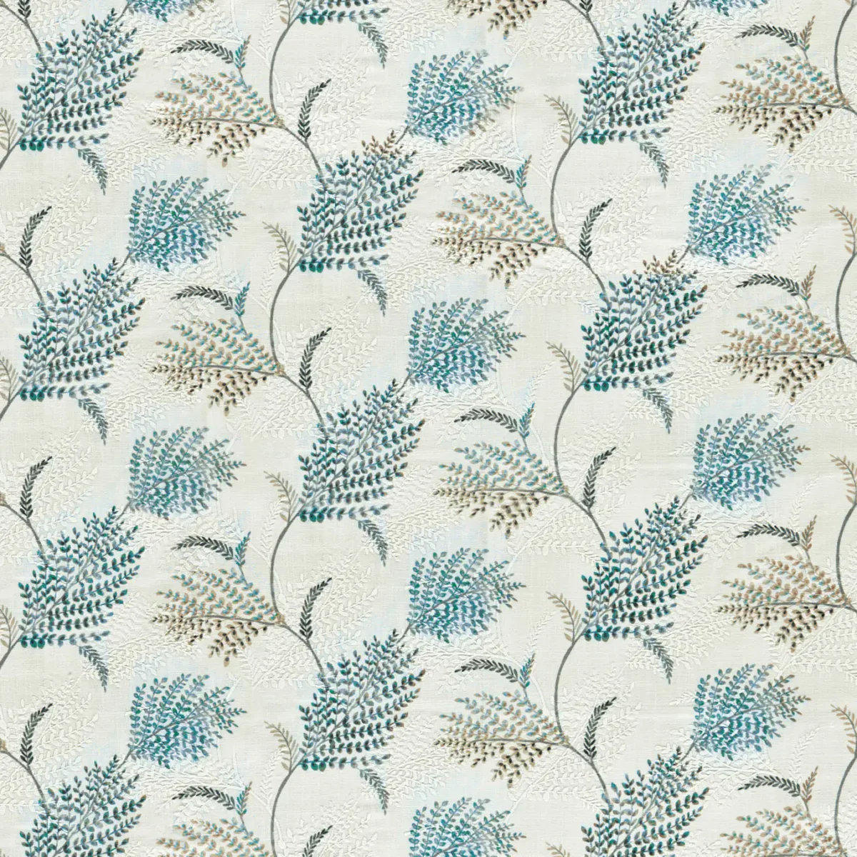 Irio Fabric - Ink by blue botanical printed fabric from Clarke & Clarke