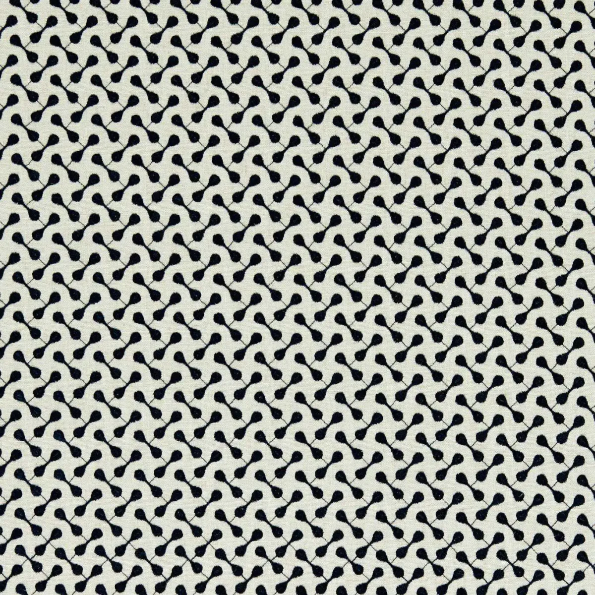 Necto Fabric - Ink by blue geometric embroideried fabric from Clarke & Clarke
