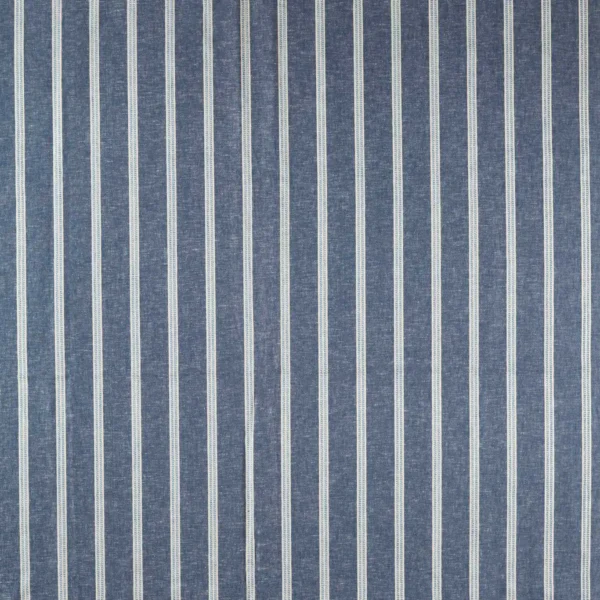 Ordo Fabric - Ink by blue striped woven fabric from Clarke & Clarke