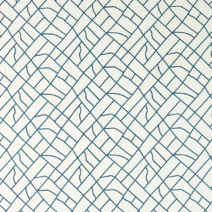 blue contemporary embroideried fabric from Clarke & Clarke