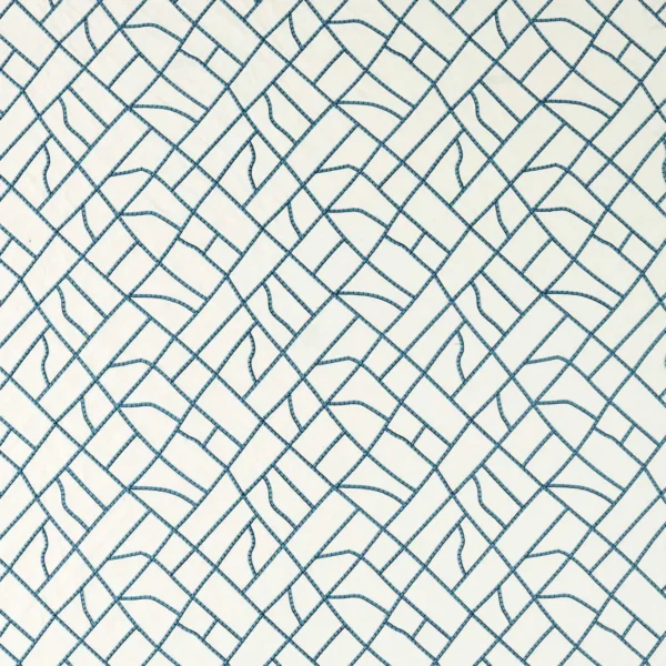 Scipio Fabric - Ink by blue contemporary embroideried fabric from Clarke & Clarke