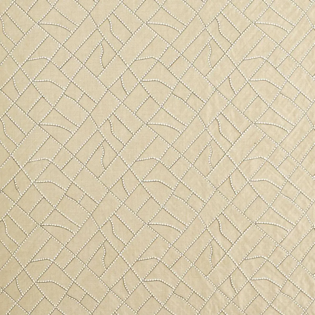 Scipio Fabric - Linen by neutral contemporary embroideried fabric from Clarke & Clarke