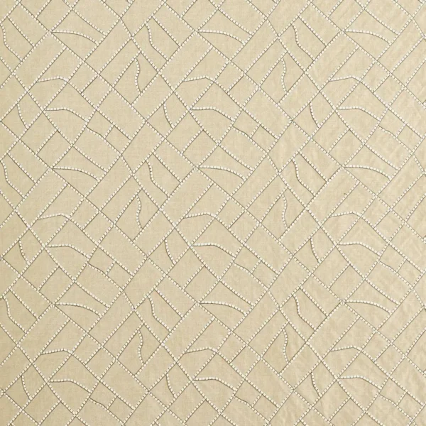 Scipio Fabric - Linen by neutral contemporary embroideried fabric from Clarke & Clarke