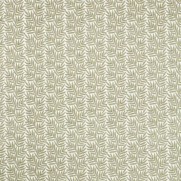 Virgata Fabric - Fern by green botanical embroideried fabric from Clarke & Clarke
