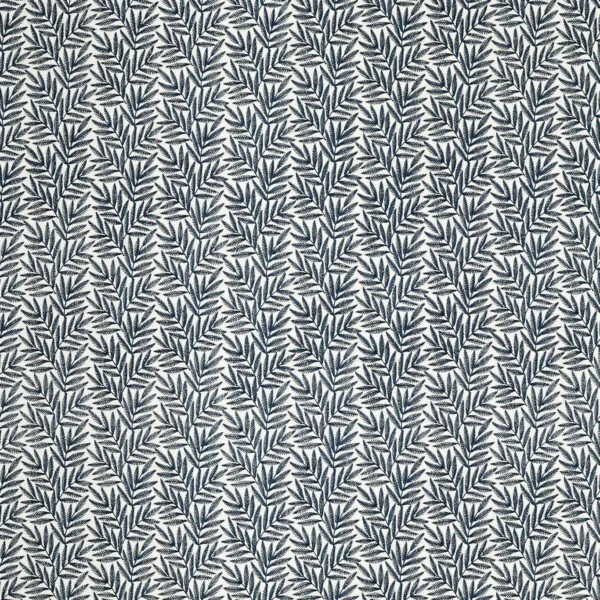 Virgata Fabric - Ink by blue botanical embroideried fabric from Clarke & Clarke