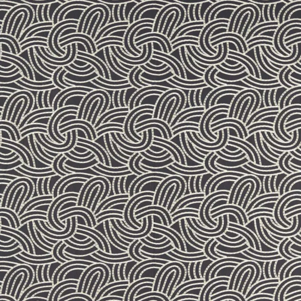Volu Fabric - Charcoal by black-grey contemporary embroideried fabric from Clarke & Clarke