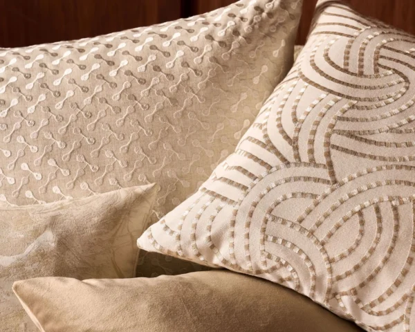 Necto Fabric - Linen by neutral geometric cushion with