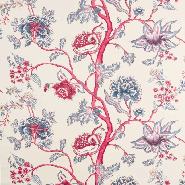 Indienne Fabric - Indigo / Maroon by red botanical printed fabric from Harlequin