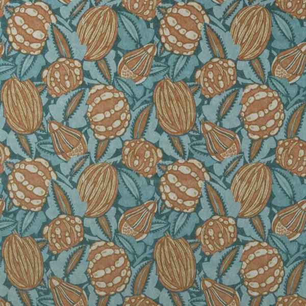 blue botanical velvet-chenille fabric from Harlequin