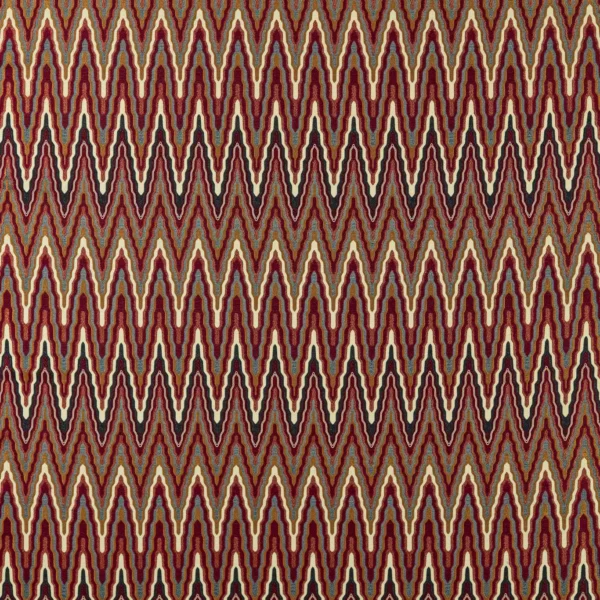 Elota Fabric - Indigo / Maroon by multicolour geometric woven fabric from Harlequin