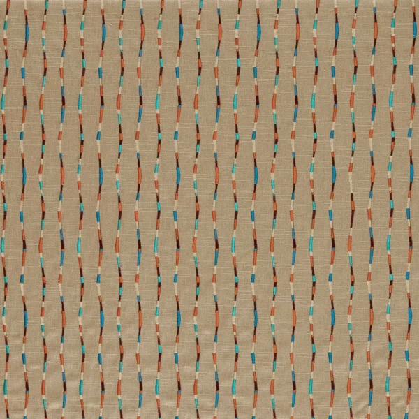 Morelia Fabric - Terracotta / Cerulean by multicolour striped woven fabric from Harlequin