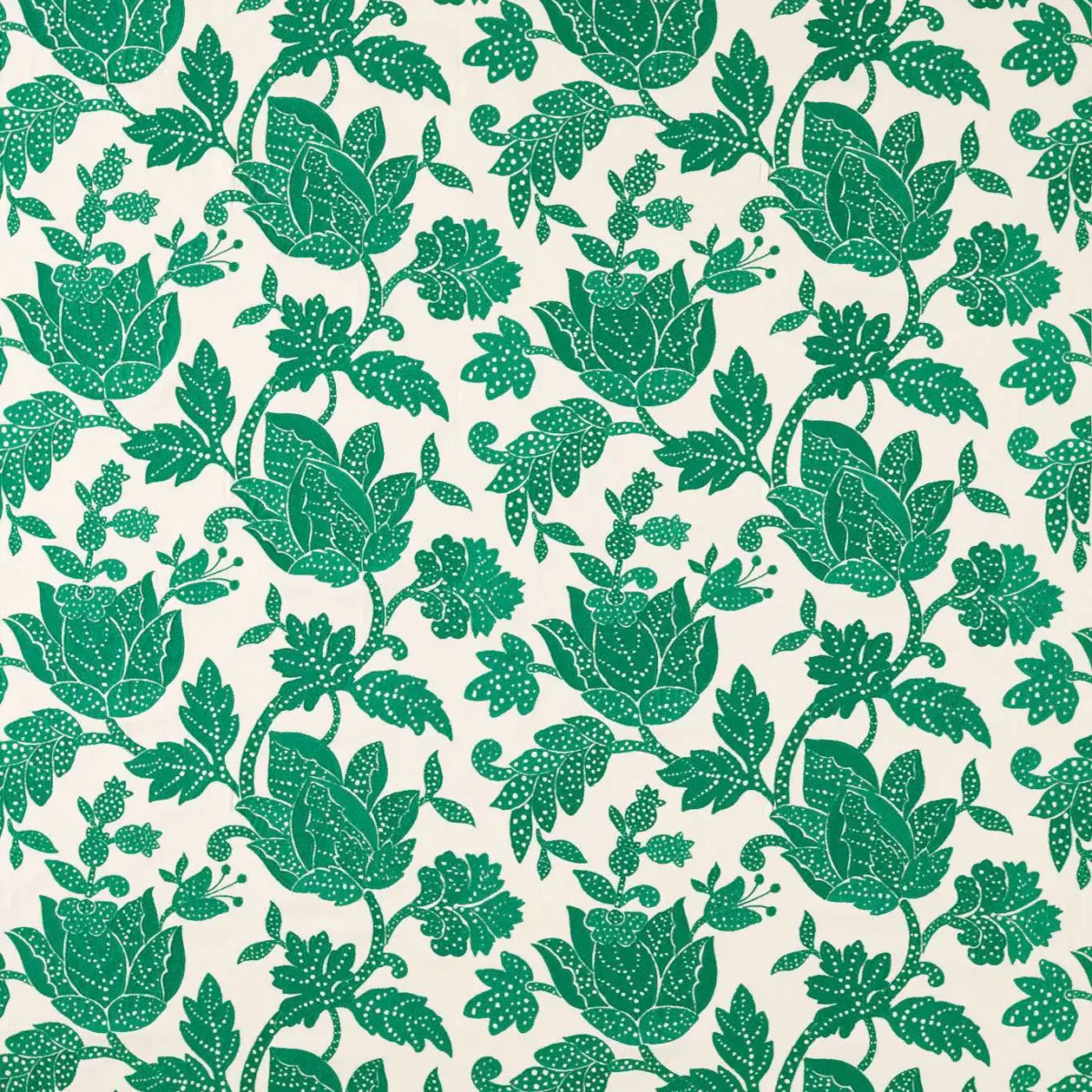 Zamora Fabric - Emerald by green botanical embroideried fabric from Harlequin