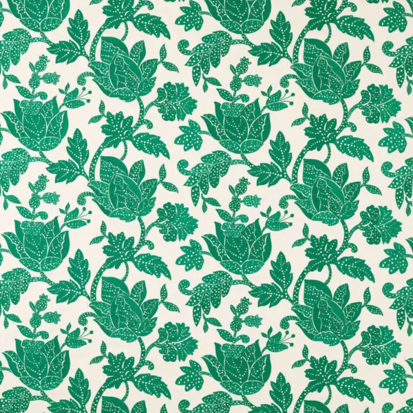Zamora Fabric - Emerald by green botanical embroideried fabric from Harlequin