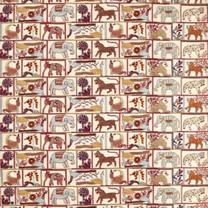blue animal embroideried fabric from Harlequin
