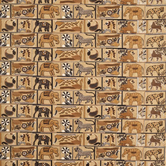 Kantha Fabric - Ochre /  Charcoal – Ochre / Charcoal swatch