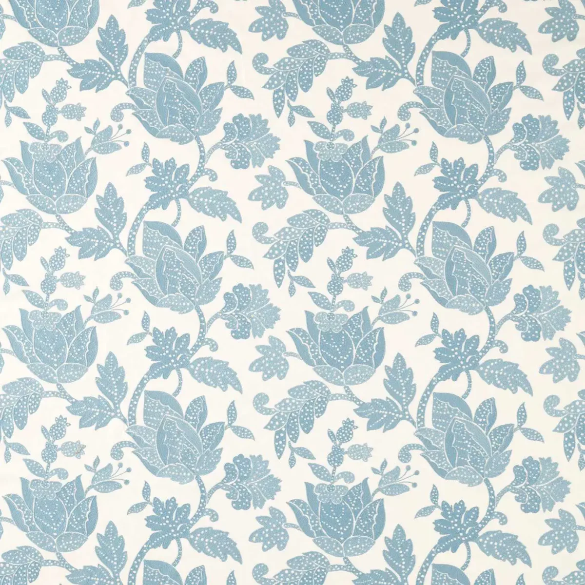 Zamora Fabric - Azul by blue botanical embroideried fabric from Harlequin