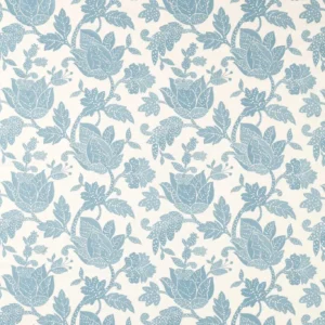 blue botanical embroideried fabric from Harlequin