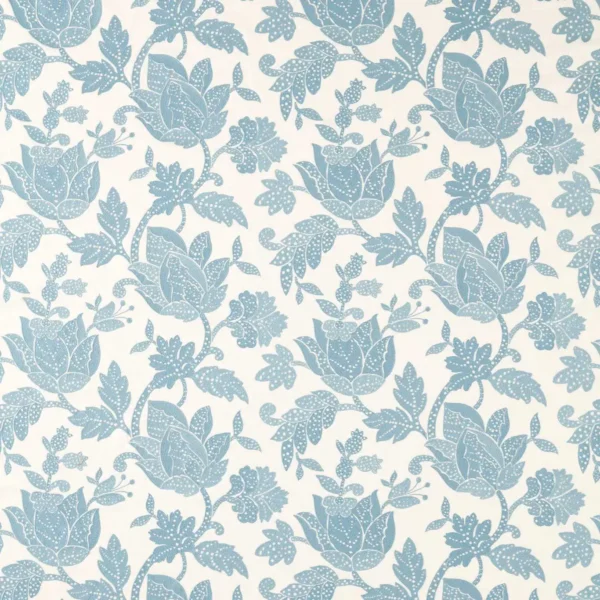 Zamora Fabric - Azul by blue botanical embroideried fabric from Harlequin