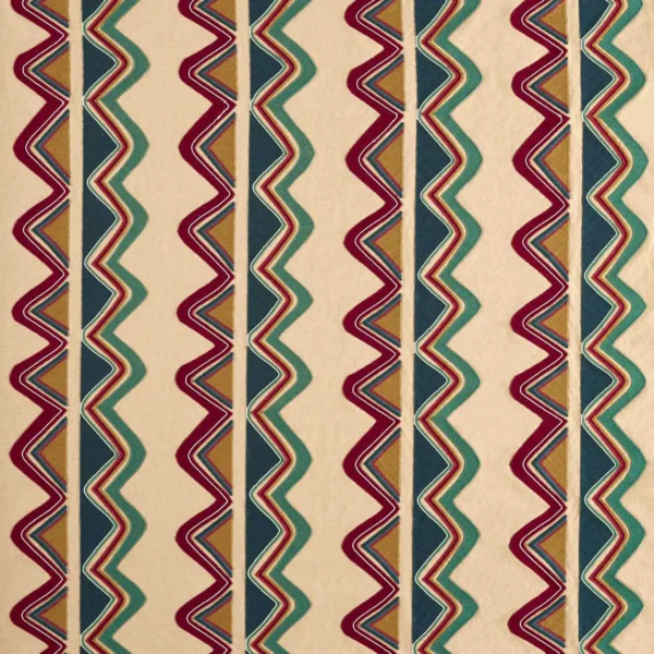 Kaleido Fabric - Scarlet / Midnight by multicolour striped woven fabric from Harlequin