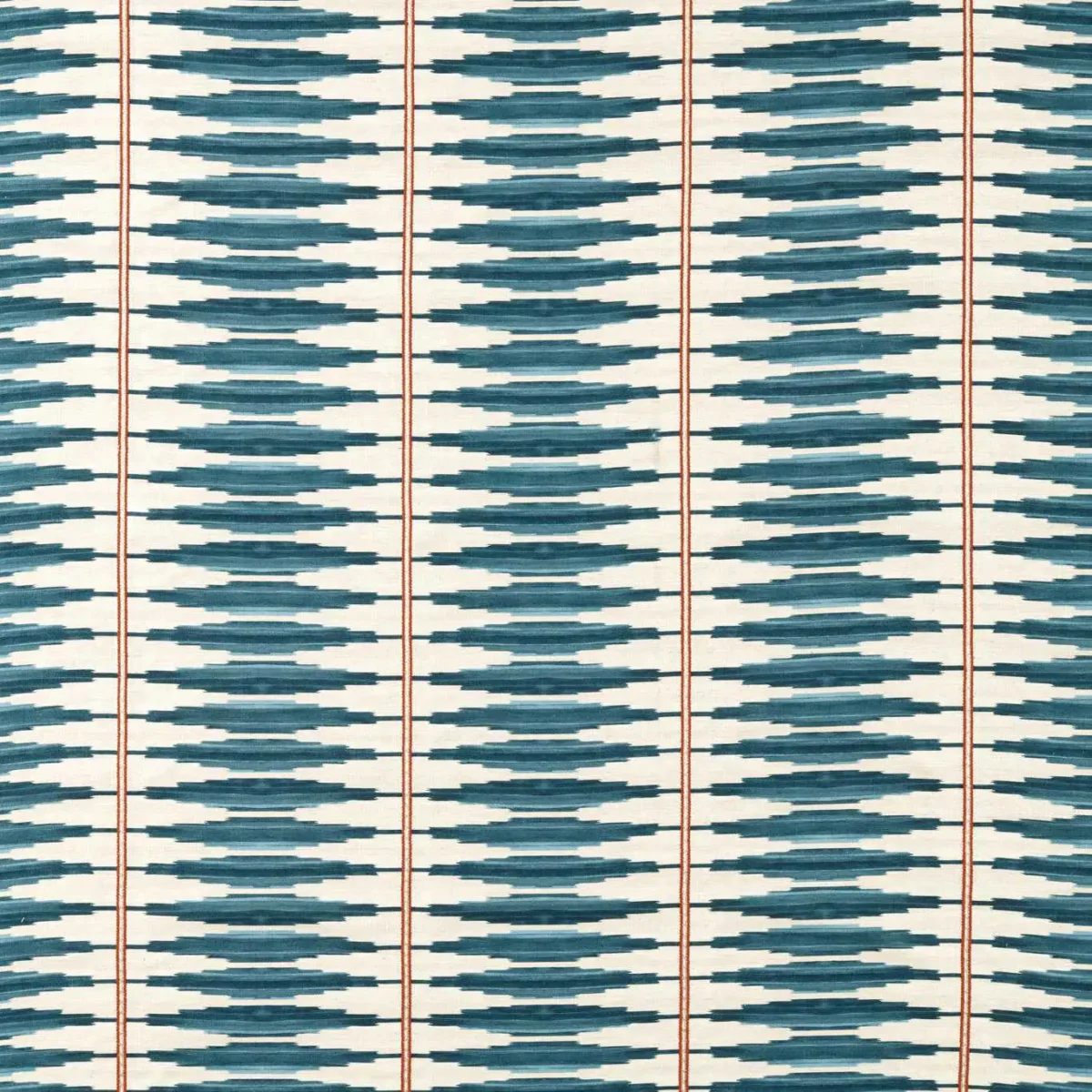 Cintilla Fabric - Denim / Rust by blue striped embroideried fabric from Harlequin