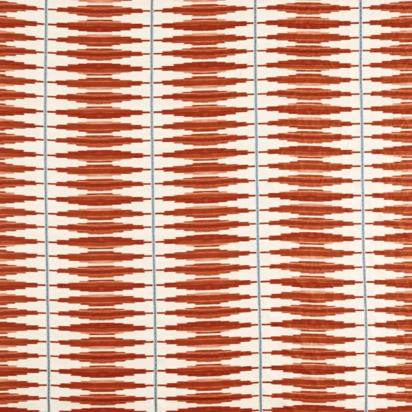 Cintilla Fabric - Spice / Adriatic by red striped embroideried fabric from Harlequin