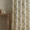 neutral botanical curtain with side table and vases