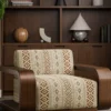 brown traditional curtain with side table and vases