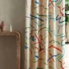 green misc curtain with side table and vases