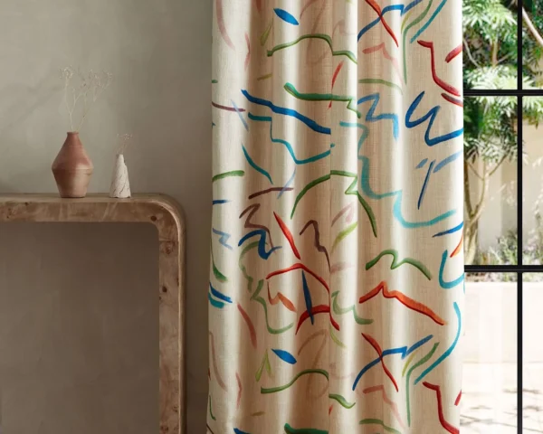 Pintura Fabric - Majorelle / Spice / Forest by green misc curtain with side table and vases
