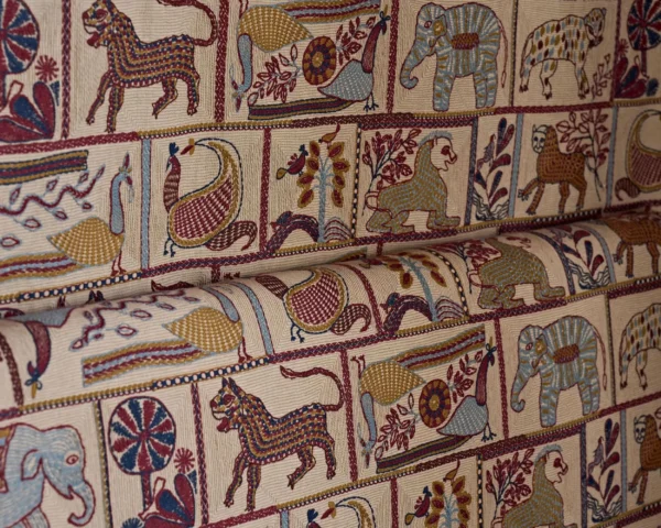 Kantha Fabric - Indigo / Maroon by blue animal curtain with