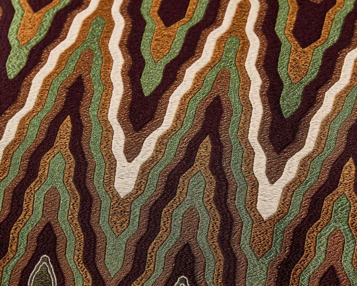 Elota Fabric - Burgundy / Moss by Elota Fabric - Burgundy / Moss from