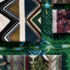 green geometric curtain with