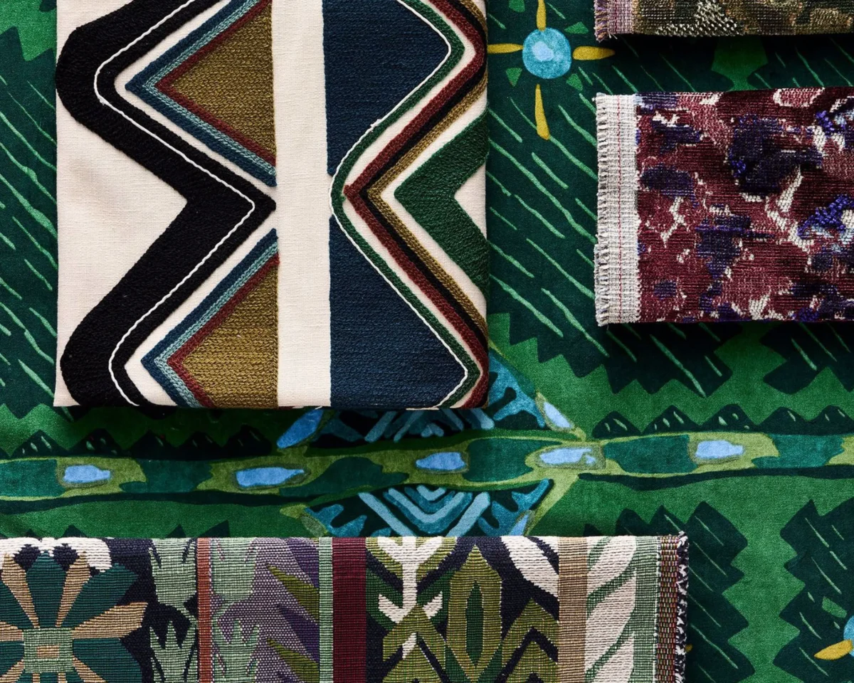 Brocha Fabric - Forest / Midnight by green geometric curtain with