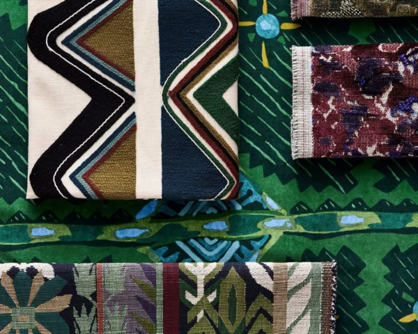 Brocha Fabric - Forest / Midnight by green geometric curtain with